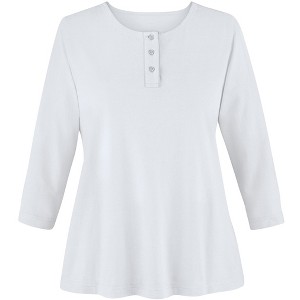 Collections Etc 3/4 Sleeve Scoop Neckline Knit Henley Top - 1 of 4
