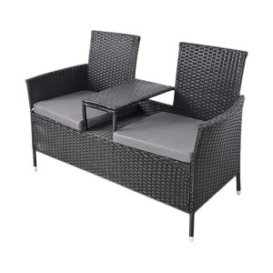 Maggift Patio Accent Chairs, Loveseat with Cushions and Built-in Coffee Table, Removable Backrest for Balcony, Terrace, Poolside, 53.2"*22.1"*33.5" - 1 of 4