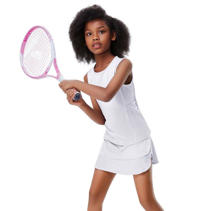 Girls Tennis Dress Golf 2 Piece Outfit Sleeveless Ruffle Skirts with Built-in Shorts Pockets School Sports Activewear, 3 of 7