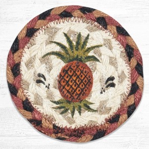 Earth Rugs Pineapple Coaster – 5"x5" Braided Jute with Welcome Symbol Pineapple Print for Farmhouse & Country Kitchen Decor - 1 of 3