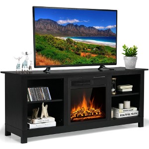 Costway 58'' 2-Tier Fireplace TV Stand W/18'' 1500W Electric Fireplace 65'' - 1 of 4