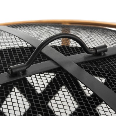 Bryce 30'' Black and Gold Iron Wood-Burning Fire Pit