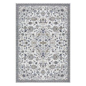 Washable Vintage Floral Rug Non Slip Low Pile Rug Soft Throw Floor Cover Foldable Indoor Carpet for Living Room Bedroom - 1 of 4