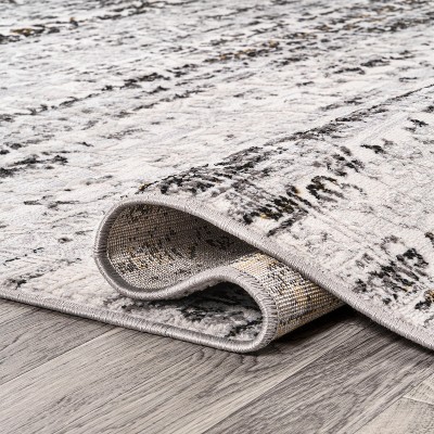 Ivory and Black Striped Synthetic 3' x 5' Area Rug