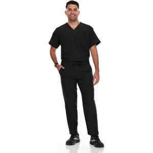 Hey Collection Mens Scrubs Set- V-Neck Scrub Top and Six Pocket Tapered Pant - 1 of 4