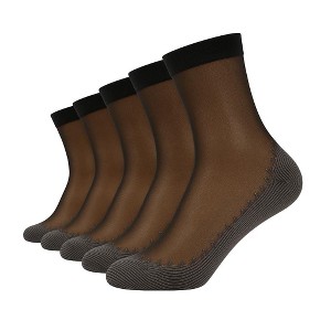 Women’s 6-Pack Non-Slip Sheer Ankle Socks with Cushioned Cotton Sole & Reinforced Toe – Breathable Comfort - 1 of 4