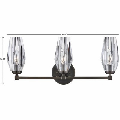Ana Black Oxide 3-Light Vanity with Faceted Crystal Shades