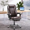 EROMMY 4-Point Massage Reclining Office Chair,Brown - 2 of 4
