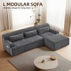AENKYO Modular Sectional Sofa with L-Shape Boneless Chaise, Deep Seat Cloud Couch Corduroy Fabric, No Assembly Required for Living Room - Brown - 4 of 4