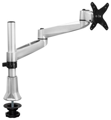 Silver Single Dual-Segment Monitor Desk Mount with Full Motion Arm