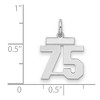 Black Bow Jewelry Sterling Silver, Athletic Collection, Small Polished Number 75 Pendant - 2 of 3