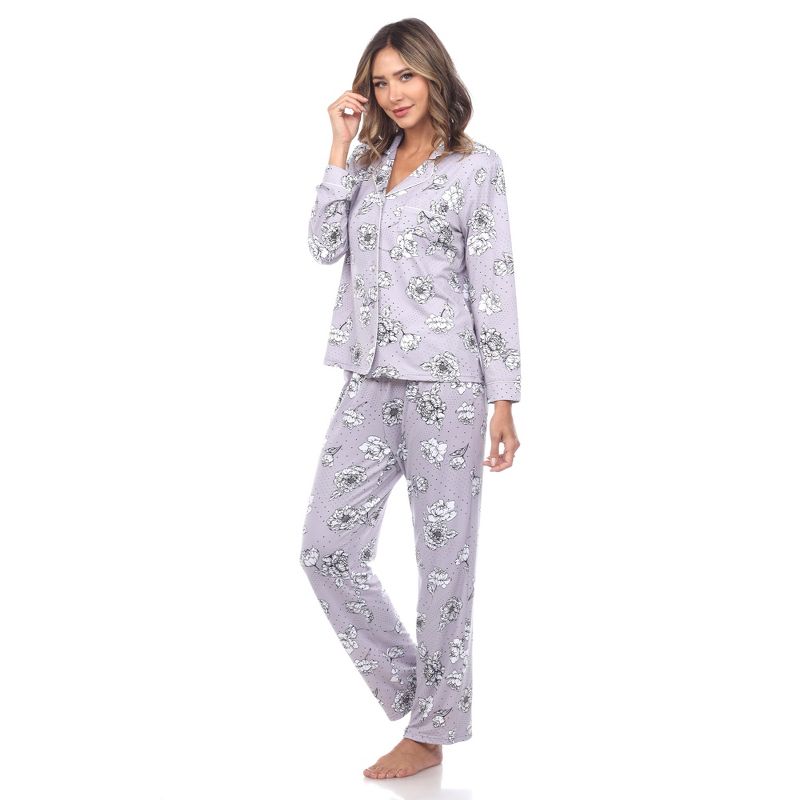 Long Sleeve Floral Pajama Set - White Mark, 3 of 6