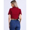 Allegra K Women's Turndown Collar Short Sleeves Crop Casual Jean Jacket - 3 of 4