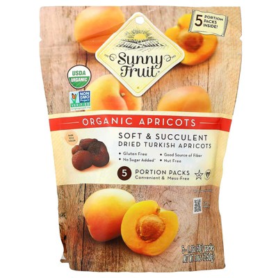 Sunny Fruit, Organic Dried Apricots, 5 Portion Packs, 1.76 oz