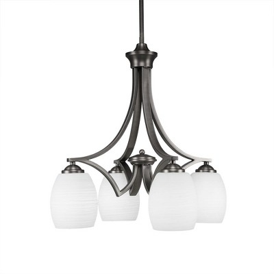 Toltec Lighting Zilo 4 - Light Chandelier in  Graphite with 5" White Linen  Shade