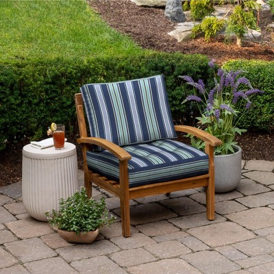 Sapphire Aurora Blue Stripe Outdoor Deep Seat Cushion Set