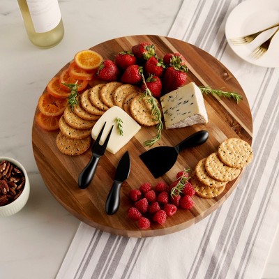 Twine Acacia Wood Footed Cheese Board & Knife Set
