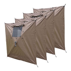 CLAM Quick-Set Wind and Sun Panel Attachment for Escape Sport Screen Shelter Canopy Tent with Carrying Bag, Accessory Only, Brown (4 Pack) - 1 of 4