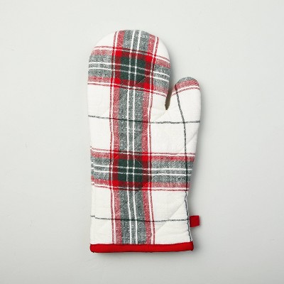 Quilted Holiday Plaid Oven Mitt Red/Green - Hearth & Hand™ with Magnolia