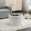 Round Storage Ottoman Bench, Upholstered Circle Ottoman with Reversible Lid for Living Room or Bedroom – Cuddlewood - 2 of 4