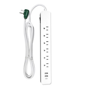 GoGreen Power Inc. 6-ft Cord Surge Protector with 6 Outlets, USB-A and USB-C, 450 Joules - Circuit Breaker - Ideal for Home & Office - GG-1662USBC - 1 of 4