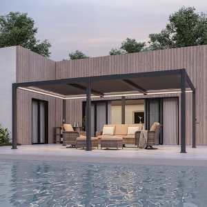 Sonkuki LED Louvered Pergola Aluminum Pergola Modern Outdoor Pergola with Adjustable Roof - 1 of 4