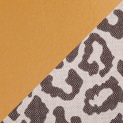 46" Beige Leopard Fabric Gold Metal Bench