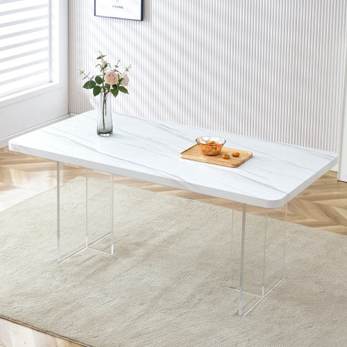 CENGHU Modern Minimalist Rectangular Wooden Dining Table with Acrylic Legs, Computer Desk, Kitchen Table, Coffee Table for Home and Restaurant - image 1 of 4