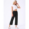 INSPIRE CHIC Women's Wide Leg High Waist Ribbed Knit Casual Bottoms Drawstring Palazzo Pants - 2 of 4