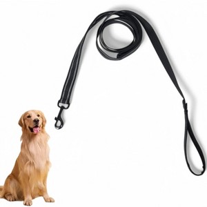 Alilang Reflective Dog Leash with Double Handle for Training and Control - Heavy Duty Nylon, 6ft Long, Soft Padded Grips for Comfort, Black - 1 of 4