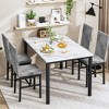 Hooseng 5 Pieces Kitchen Table And Chairs Set, Dining Table Set for 4, Rectangular Dining Table Set with Four Upholstered Chairs And Faux Marble Top - 4 of 4