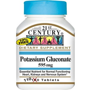21st Century Potassium Gluconate Tablets for Electrolyte Balance, Heart Function, and Daily Mineral Support – 100 Count - 1 of 4