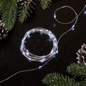 Northlight 50-Count Pure White LED Micro Fairy Christmas Lights - 16ft, Copper Wire - 1 of 4