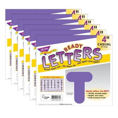 6pk 4" Casual Uppercase Ready Letters Purple - TREND