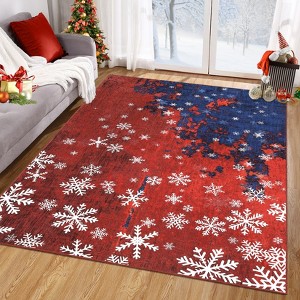 Modern Washable Christmas Snow Area Rug Holiday Decor Soft 2X6 Carpet - 1 of 4