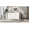MDF Four-Door Sideboard with Wavy Pattern Doors, Cylindrical Legs, Sleek Metal Handles, Adjustable Shelves for Study, Entryway, Living Room - 4 of 4