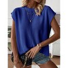 Womens Summer Cap Sleeve Tops Trendy Casual Crew Neck Knit Lightweight Sweater Pullover Top - 4 of 4