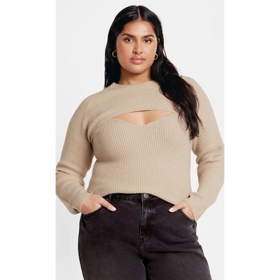 Women's Plus Size Rina Sweater - latte marle | CITY CHIC