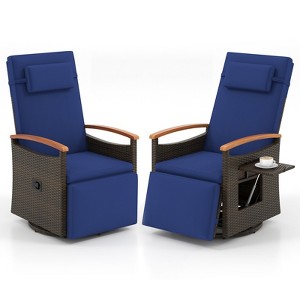 Tangkula 2PCS Outdoor 360° Swivel Rattan Recliner Chair Patio Wicker Chaise Lounge Chair - 1 of 4
