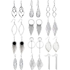 12 Pairs Boho Drop Earrings Set, Vintage Dangle Statement Jewelry for Women - 1 of 4