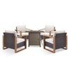 Buenhomino Outdoor Wicker Patio Furniture Set with Fire Pit Table, 5 Pieces Patio Conversation Sets with 4 Outdoor Patio Chairs and 1 Fire Pit Table - 2 of 4