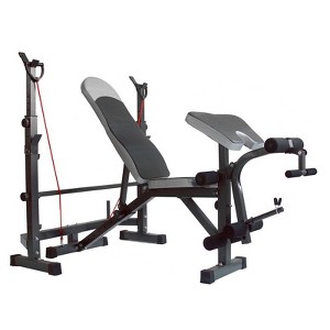 Topteng Full Body Workout Adjustable Weight Bench Folding Bench Press with Barbell Rack - 1 of 4
