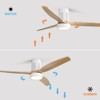 Modern Flush Mount Ceiling Fan 52'' Low Profile Ceiling Fan with Lights and Remote 3 Wood Blades Dimmable LED Reversible DC for Kitchen Bedroom - 2 of 4
