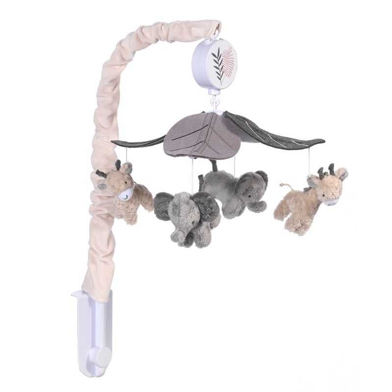 Lambs & Ivy Baby Jungle Animals Gray/Tan Musical Crib Mobile Soother Toy, 4 of 7