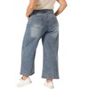 Agnes Orinda Women's Plus Size Wide Leg Baggy Washed Stretch with Pockets Denim Ankle Jeans - 4 of 4