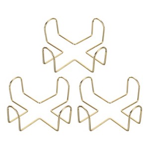 Unique Bargains Hand Wash Metal Scratch-proof Stain-resistant Coaster Holder Gold 3 Pcs - 1 of 4
