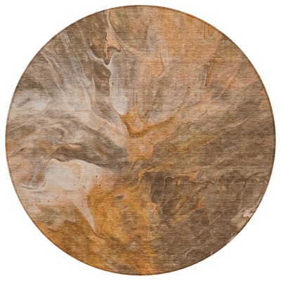 Orange Copper And Terra Cotta Abstract Washable Indoor Outdoor Area Rug