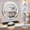 Garvee 19" Vanity Mirror with Smart Touch, 3-Color Dimmable, 360° Rotation, Storage Base, Removable 10X Magnifier, Round Gold Makeup Mirror - 3 of 4