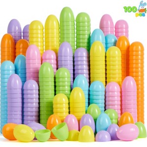 Joyfy Colorful Plastic Easter Eggs Fillable, Large Empty Fillable Eggshells for Easter Egg Hunt, Basket Stuffers, Classroom Prize Supplies - 1 of 4