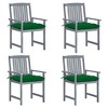 vidaXL Patio Chair Set of 4 Gray Solid acacia wood, 100% polyester - 2 of 4